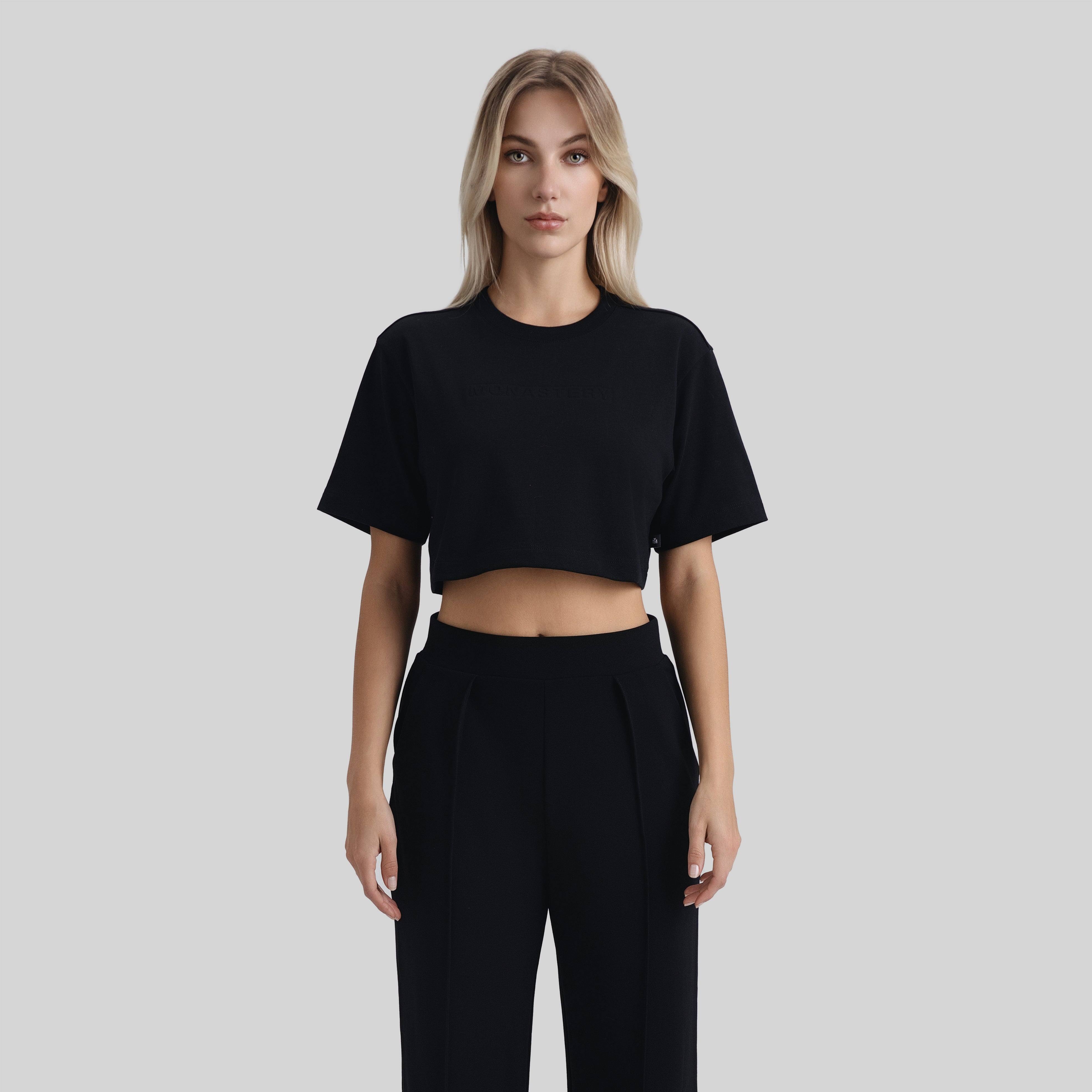 ALAIN CROP TOP BLACK | Monastery Couture