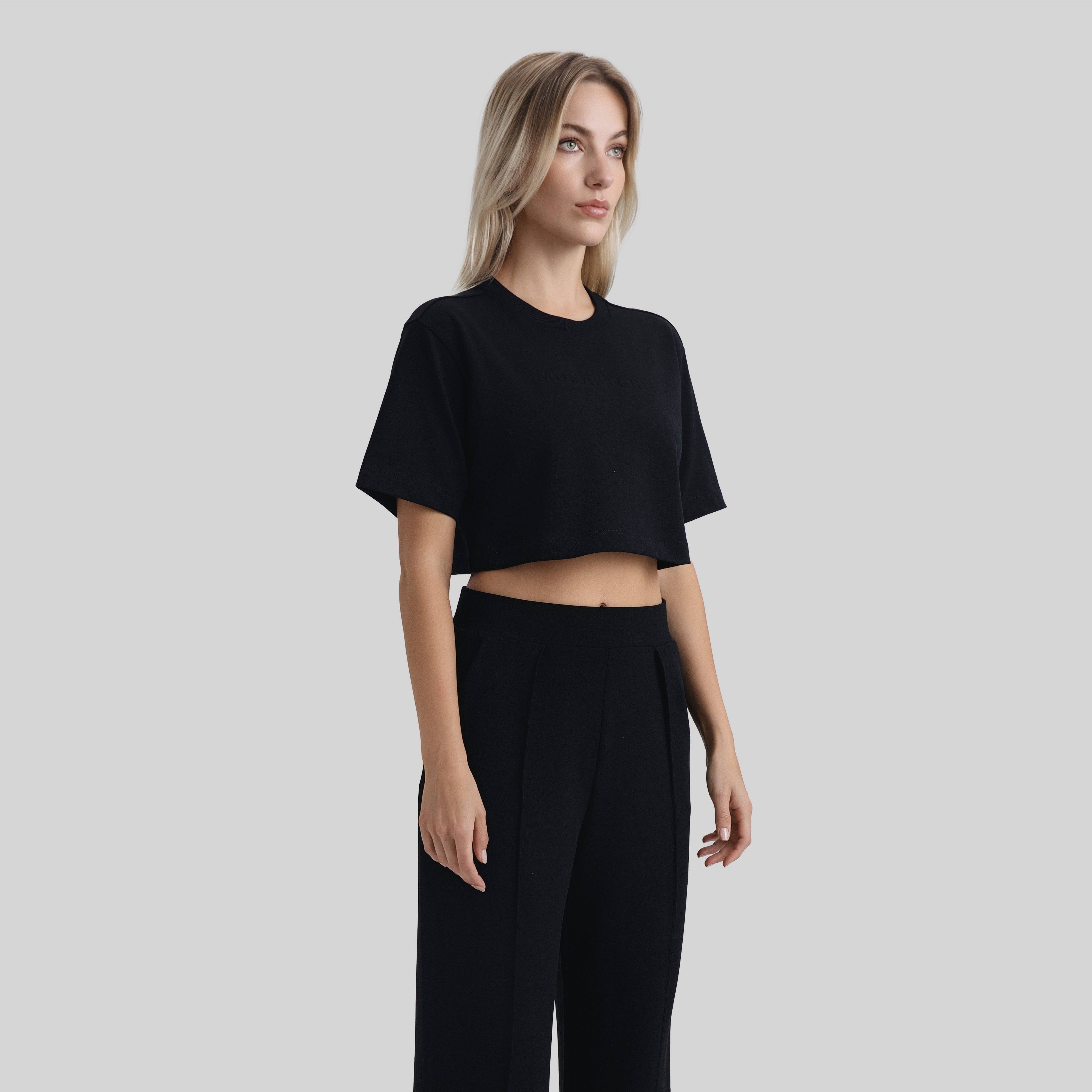 ALAIN CROP TOP BLACK | Monastery Couture