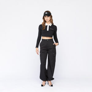 CARBY POLO CROP TOP WOMEN BLACK