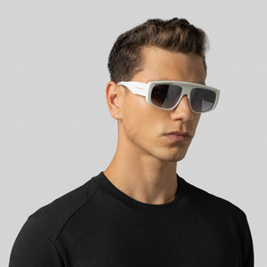 ELOI SUNGLASSES UNISEX WHITE SHINY SILVER GRADIENT GREY