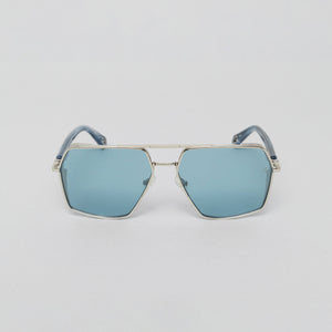 MOAD SUNGLASSES SHINY SILVER BLUE HORN BLUE - Monastery