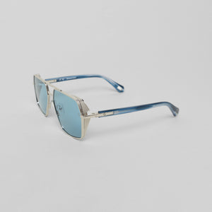 MOAD SUNGLASSES SHINY SILVER BLUE HORN BLUE - Monastery