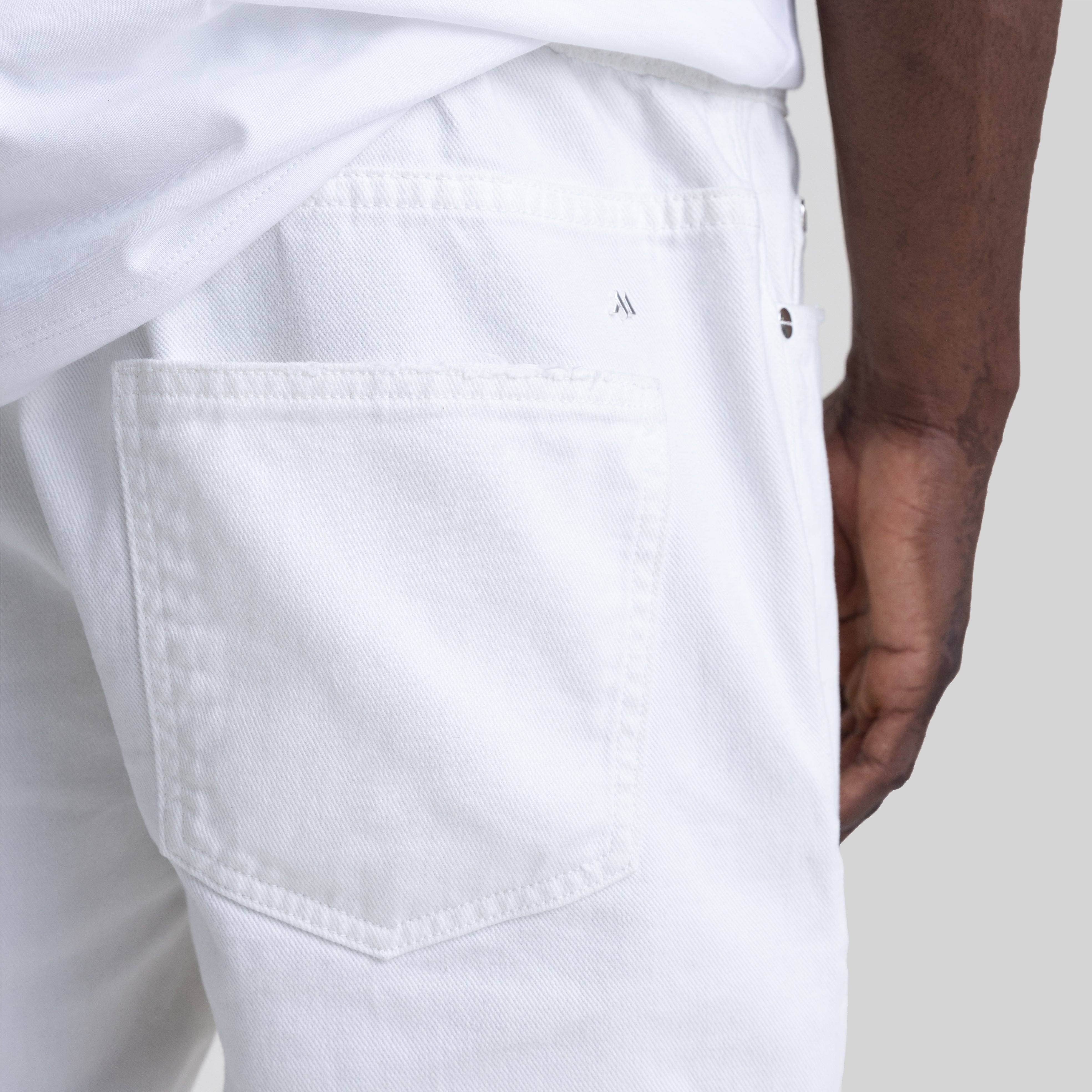 SAND WHITE DENIM SHORT - Monastery